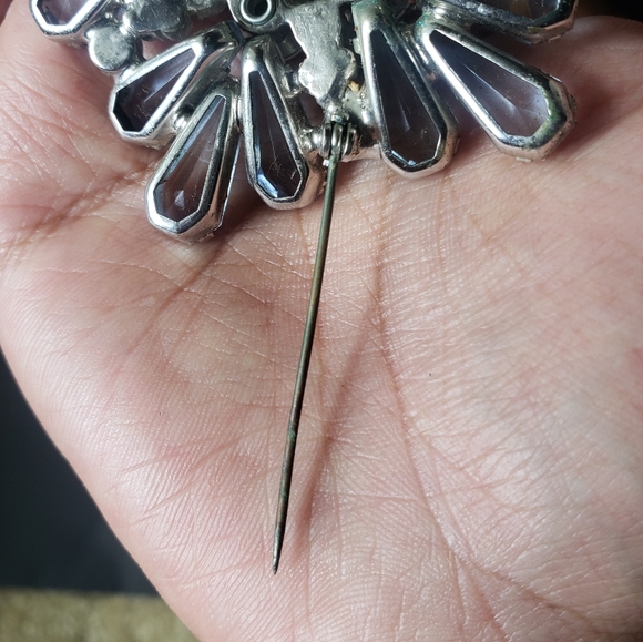 50s Rhinestone Crystal AB Brooch Pin Cluster Blue - Picture 11 of 11